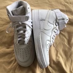 All White High Top Air Force 1s. Good Condition. Comes With Extra (White) Strings Never Used. Men Size 8 Air Force 1 High Outfit Men, Casual Nike Air Force 1 With Cushioned Footbed, Casual Nike Air Force 1 Mid-top, Nike Air Force 1 Mid-top Casual Shoes, Casual Nike Air Force 1 High-top, Casual High-top Nike Air Force 1, High Top Air Force, Nike Shoes High Tops, Air Force 1s