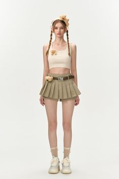 13De Marzo High Waist Belt Pleated Skirt Shorts Khaki Size Chart ( in CM ) Waist Hip Length S 67 81 27.5 M 71 85 28 L 75 89 28.5 Spring Short Pleated Skirt With Belt Loops, Spring Mini Skort With Belt Loops, Spring Skirt With Belt Loops, Spring Mini Pleated Skirt With Belt Loops, Fitted Beige Mini Skirt, Short Skirt With Belt Loops For Spring, Spring Short Skirt With Belt Loops, High Waist Khaki Skirt For Summer, High Waist Pleated Skirt With Belt Loops For Spring