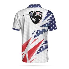 a polo shirt with an image of the united states and england on it, all in white