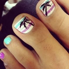 Beach Toe Nails, Tropical Nail Art, Tropical Nails, Summer Toe Nails