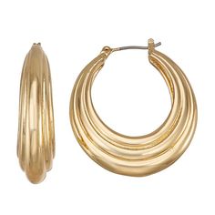 Make a fashion statement with these Napier Gold Tone Oval Hoop Earrings. Click on this JEWELRY & WATCHES GUIDE to learn about fit, styles, materials and more! Make a fashion statement with these Napier Gold Tone Oval Hoop Earrings. Click on this JEWELRY & WATCHES GUIDE to learn about fit, styles, materials and more! FEATURES Diameter: 1.34 mm x 1.22 mm Backings: click-it Metal: alloy Plating: gold tone Finish: polished Imported Size: One Size. Gender: female. Age Group: adult. Oval Hoop Earrings, Hoop Earring Sets, Jewelry Earrings Hoops, Clip On Earrings, Fashion Statement, Earring Set, Gender Female, Jewelry Watches, Age Group