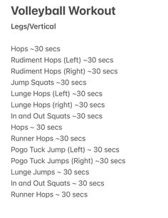 the volleyball workout plan is shown in this image