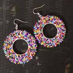 Multicolored Dangle Earrings Hoop Earrings Colorful Statement - Etsy Seed Bead Hoop Earrings, Bead Hoop Earrings, Earrings Colorful, Earrings Hoop, Beaded Hoop Earrings, Beaded Hoops, Philadelphia Pa, Earrings Etsy, Jewelry Earrings Hoops