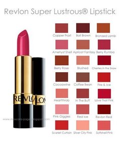 Lipstick Guide, Revlon Cosmetics, Lipgloss Swatches, Best Matte Lipstick, Revlon Lip, Revlon Lipstick, Revlon Super Lustrous Lipstick, Revlon Makeup, Lip Color Makeup