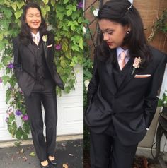 buzzfeedlgbt: Let’s Hear It For All The Ladies Rocking Suits At Prom Girl Tuxedo Prom, Androgynous Prom, Tomboy Prom, Black Tie Outfit, Girl Tuxedo, Women In Ties, Black Tie Outfits, Prom Tux, Tuxedo Prom