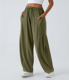 Discover Women’s Mid Rise Elastic Waistband Drawstring Side Pocket Palazzo Flowy Wide Leg Casual Pants at Halara, Crowd-Approved Affordable Choices Made For What Moves You. Wide Leg Casual Pants, Casual Wide Leg Pants, Side Pocket, Casual Pants, Mid Rise, Wide Leg, Elastic, Pants, Trousers