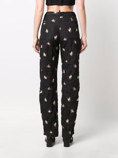 Find DSQUARED2 Creased Floral-print Trousers on Editorialist. black/multicolour all-over floral print crease effect belt loops straight leg Designer Black Bottoms For Spring, Printed Trousers, Beautiful Outfits, Parachute Pants, Harem Pants, Pajama Pants, Straight Leg, Floral Print, Floral Prints