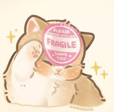 a sticker depicting a cat with its paw on the back of it's head