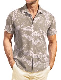 PRICES MAY VARY. Comfortable Material: This casual Hawaiian shirt is made from 95% polyester and 5% Elastane, offering a soft and cool feel. The fabric quickly evaporates sweat, ensuring comfort. The shirt remains vibrant in water and after washing without wrinkles or fading Size Selection: We offer 7 size options (S-4XL). Measure a well-fitted shirt and use our size chart to choose the correct size for a comfortable fit and enjoyable experience Pattern Design: Mens hawaiian style shirts are des Floral Shirts, Tropical Shirts, Fitted Shirt, Hawaiian Style, Mens Hawaiian Shirts, Printed Sleeves, Floral Shirt, Button Down Shirts, Hawaiian Shirt