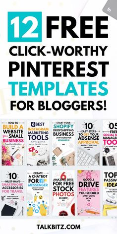 the 12 free pinterest templates for bloggers to use on their blog