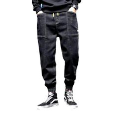 Take your fashion game to the next level with our 2023 Autumn Collection's street dark men's denim joggers! These monochrome, mid-waist joggers are perfect for making a statement, yet still keeping it comfortable and stylish. With their drawstring closure and stretchy fabric, they promise to keep you looking sharp even during the most intense streetwear looks.Why You'll Fall In Love Street Style: Make an impact with these joggers, designed to keep you looking your best no matter the season or oc Love Street, Dark Men, Monochrome Pattern, Monochrome Design, Denim Joggers, 2023 Autumn, Dark Blue Color, Men Looks, Fall Wardrobe