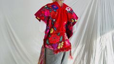 Mens Poncho, May 23, Bright Color, Embroidery Art, Cambridge, Hand Embroidered, Tassels, Hand Weaving, Textiles