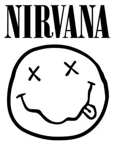 nirvana poster with the words nirvana written in black and white, on a white background