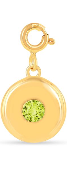 Birthstone Charm PendantThis birthstone Charm pendant features a sparkling 4mm round Gemstone, available in a variety of beautiful colors to represent any month of the year. Crafted from polished 925 sterling silver plated in gleaming 18k yellow gold (0.5 microns), this piece offers a touch of understated luxury that complements any outfit. The secure spring lock clasp (5mm) allows for easy attachment to your favorite necklace chain. Gemstone Pendant Show your loved ones you care with a personal Color Durazno, Peach Jewelry, Favorite Necklace, Thoughtful Gifts For Her, Understated Luxury, Mini Charm, Sapphire Pendant, Birthstone Charms, Circle Pendant