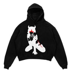 Naughty Devil Premium Hoodie WorksOfMadness Heavyweight Cotton Sweatshirt For Streetwear, Heavyweight Cotton Long Sleeve Sweatshirt, Heavyweight Long Sleeve Black Hoodie, Heavyweight Winter Hoodie, Heavyweight Long Sleeve Hoodie For Streetwear, Heavyweight Long Sleeve Hoodie For Fall, Heavyweight Cotton Hooded Sweatshirt, Heavyweight Hooded Cotton Sweatshirt, Heavyweight Hooded Hoodie For Streetwear