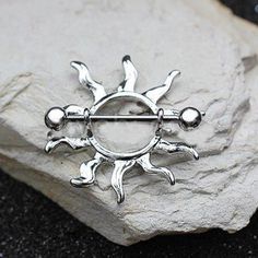 316L Stainless Steel Tribal Sun Nipple Shield - Fashion Hut Jewelry Sun Design, Cute Piercings, Types Of Piercings, Body Jewelry Piercing, Sun Designs, Body Piercings, Classy Jewelry, Body Piercing Jewelry, Photoshoot Inspiration