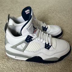 - Worn Once - Great Condition - Comfortable And Very Trendy Air Jordan 4 White Leather With Rubber Sole, White Leather Air Jordan 4 With Rubber Sole, Casual Air Jordan 4 High-top With Air Cushioning, Casual Air Jordan 4 White With Rubber Sole, Casual White Air Jordan 4 With Rubber Sole, Air Jordan 4 Mid-top Synthetic With Cushioned Footbed, White Air Jordan 4 With Rubber Sole, White Sporty Air Jordan 4 With Rubber Sole, Sporty Air Jordan 4 Mid-top With Cushioned Footbed