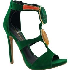 - Sexy - Run Big Green 4-inch Heels For Night Out, Green Ankle Strap Heels For Night Out, Bold High Heel Sandals For Party, Glamorous Green Pointed Toe Sandals, Chic Green Heels For Cocktail, Green Pointed Toe Sandals For Night Out, Glamorous Green High Heels, Green Heels With 4-inch Heel For Night Out, Glamorous Green Ankle Strap Heels