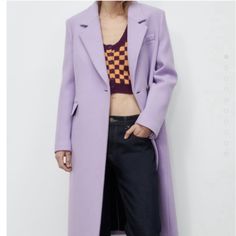 Questions? Leave A Comment Below! Chic Purple Outerwear With Pockets, Purple Long Coat For Formal Occasions, Formal Purple Long Coat, Purple Outerwear With Lapel Collar For Office, Chic Purple Outerwear With Lapel Collar, Winter Purple Single Breasted Outerwear, Purple Lapel Collar Outerwear For Office, Purple Double-breasted Outerwear For Spring, Purple Double-breasted Spring Outerwear