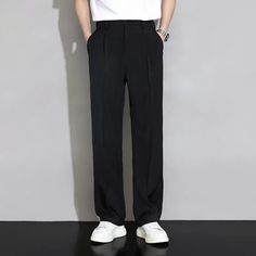 Craft of Weaving : TAT Applicable Season : Spring and Autumn Applicable Scene : BUSINESS Place Of Origin : China (mainland) Model Number : Man Suits Pants Style : Smart Casual Front Style : Pleated Pant Closure Type : button fly Material : Other,COTTON,Polyester Brand Name : shangkaka Gender : MEN Item Type : Suit Pants Please note 1 cm = 0.39 inch,1 inch = 2.54 cm S:    Waist 71 cm ;    Hips 99 cm ;   9 Cropped Pant Length 93 cm / Long Pant Length 100 cm ;    Weight 35-42.5 kg M:    Waist 74 cm Trouser For Men Casual, Black Dress Pants With Pockets For Business, Business Black Straight Work Pants, Black Straight Business Work Pants, Black Straight Work Pants For Business, Baggy Solid Color Straight Leg Dress Pants, Black Straight Leg Business Pants, Full-length Black Pants With Welt Pockets, Black Full-length Pants With Welt Pockets