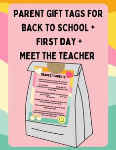 the back to school and first day meet - the - teacher gift tag for parents