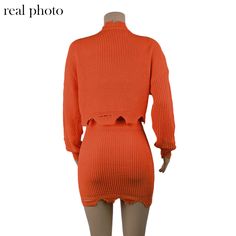 FREE SHIPPING Knitted Autumn Two Piece Outfits Solid Cropped Sweater And Skirt Set JKP3480 Trendy Mini Length Sets For Fall, Trendy Mini Sets For Fall, Chic Mini Length Fall Sets, Chic Fall Mini Length Sets, Chic Fall Mini Sets, Orange V-neck Sets For Spring, Orange V-neck Spring Set, Spring Orange V-neck Set, Orange Long Sleeve Winter Set