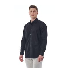 Embrace sophistication and style with our Bagutta Shirts - perfect for any fashionable man. Featuring a sleek black design, classic button fastening, and long sleeves, these men's shirts from Guocali exude confidence and elegance. Don't settle for less, elevate your wardrobe with our high-quality men's dress shirts today! Be confident and stylish in these 100% cotton Bagutta dress shirts. Featuring a classic solid color pattern, a regular fit, and 2 button cuffs, these shirts will elevate your w Black Slim Fit Shirt With Spread Collar, Black Business Top With Spread Collar, Black Formal Top With Spread Collar, Formal Black Top With Spread Collar, Black Cotton Shirt For Office, Black Cotton Semi-formal Shirt, Semi-formal Black Cotton Shirt, Elegant Black Cotton Dress Shirt, Black Slim Fit Shirt For Formal Occasions