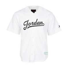 a baseball jersey with the word jordan written on it in black and white letters,