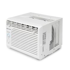 a white window air conditioner sitting on top of a table