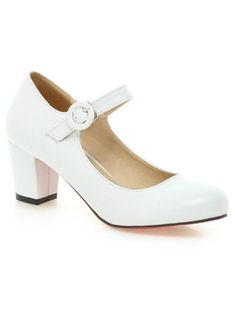 High Heels White Thick Heel Pumps Lady Shoes Large Size Womens Shoes, Zapatos Mary Jane, Heels White, Chunky Heel Shoes, Beige Heels, Womens Chunky Heels, Ladies Shoes, Thick Heels, Heel Pumps