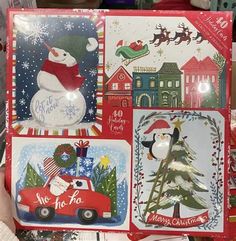 christmas cards are on display in a store