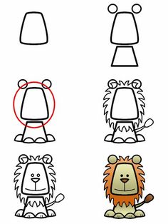 how to draw a cartoon lion step by step