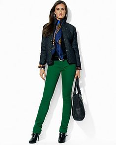 Lauren Ralph Lauren Jacket, Jeans & more - Modern Equestrian Looks - Lauren Ralph Lauren - Ralph Lauren - Designer Shops - Women's - Bloomingdale's Ralph Lauren Style Classy, Ralph Lauren Style Women, Modern Equestrian, Ralph Lauren Looks, Teal Pants, Winter Pants Outfit, Tack Shop, Equestrian Fashion, Ralph Lauren Jacket