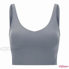 Qteee - Sleeveless Athletic Sports Bra: Minimalist Fitness Yoga Apparel Gray Sports Bra With Medium Support, High Stretch Sleeveless Gray Sports Bra, Gray Sleeveless Sports Bra With Medium Support, Gray High Stretch Sleeveless Sports Bra, Gray Sleeveless Sports Bra For Summer, Gray Medium Support Sleeveless Sports Bra, Gray Seamless Tops For Light Exercise, Gray Summer Sports Bra, Gray Sleeveless Sports Bra For Workout