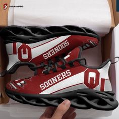 Oklahoma Sooners 1g Max Soul Shoes For Fan Gifts G95 Sports Running Shoes With Logo, Black Low-top Collegiate Sneakers, Sporty Black Sneakers For Game Day, Sports Shoes For Men, Soul Shoes, Sneakers Running, Oklahoma Sooners, Running Sports, Dinosaur Print