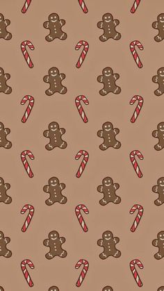 a brown background with gingerbreads and candy canes