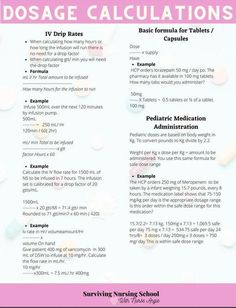 Dosage Calculations #nursingstudent #nurse #resources - Image Credits: Angela Renee Study Sheet