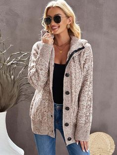 Product Name: Button Front Speckled Hooded Plus Fleece Coat Item NO.: 7547781087464 Weight: 0.6 kg = 1.3228 lb = 21.1644 oz Category: Clothing> Women> Jackets & Coats Creation Time: 2022-11-23 50% Polyester, Wool Oversize Fit Hand Wash Cold, Dry Flat V-Neckline Long Sleeves Knit Fabrication Front Button Closures Cozy lining SIZE US BUST LENGTH INCH CM INCH CM S 4/6 38.5 98 27 69 M 8/10 40.5 103 28 71 L 12/14 42.5 108 28.5 73 XL 16/18 45.5 116 29.5 75 2XL 19/20 48.5 124 30 77 Long Sleeve Hoodie With Button Closure For Fall, Fall Long Sleeve Hoodie With Button Closure, Fall Hooded Jacket With Buttons, Hooded Jacket With Button Closure For Fall, Fall Hooded Jacket With Button Closure For Outdoor, Casual Fall Hoodie With Buttons, Casual Hoodie With Buttons For Fall, Fall Outdoor Hooded Jacket With Button Closure, Beige Hooded Outerwear With Buttons