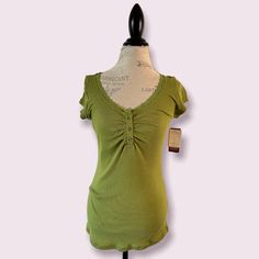 Condition: Brand New With Tags Size: Large Material: 60% Cotton, 40% Polyester Features: Lace Trim Tee, Fit To Accentuate Curves, Junior Sizes, Trend Right Fit, Green Citrine, Real Fit Measurements (In Inches Laying Flat Down) Armpit To Armpit: 18” Length: 27” 1-3 Day Usps Priority Shipping Questions? Don’t Hesitate To Comment Below! Don’t Have A Poshmark Account Yet? Sign Up And Get $10 Off Your First Order With Invitation Code: Vintage_stitch Tags: Flirty Beachy Coachella Festival Birthday Res Green Y2k Clothes, Y2k V-neck Stretch Top, Y2k Spring Scoop Neck Tops, Y2k Scoop Neck Tops For Spring, Spring Y2k Scoop Neck Tops, Green V-neck Y2k Tops, Y2k Style Scoop Neck Tops For Spring, Summer Y2k Scoop Neck Tops, Summer Y2k Tops With Scoop Neck