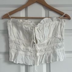 Nwt. In The Picture The Color Of The Top Looks More Cream But It’s White In Person! Has Bottoms And Tied. Lovely Top Chic White Tube Top For Day Out, White Strapless Summer Tube Top, White Bandeau Tube Top For Brunch, White Strapless Top For Brunch, White Cotton Sleeveless Tube Top, Chic White Tube Top For Spring, White Bandeau Top For Summer, Chic White Strapless Top, White Summer Tube Top For Beach