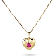 Stone and Strand 10K Yellow Gold Heart And Soul Ruby Necklace Close Up Image Necklace Extender, Ruby Necklace, Heart And Soul, Heart Soul, Solid Yellow, Stone Necklace, Spring Rings, Diamond Jewelry, Solid Gold