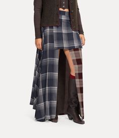 Our J.M skirt features an asymmetric silhouette with romantic drape details, reminiscent of the Neo-classical theme of this season's collection. As part of our new range, this piece offers branded mother-of-pearl buttons, complemented by contrasting panels that accentuate our signature all-over tartan motif. Elegant Fitted Wrap Skirt For Fall, Elegant Fitted Fall Wrap Skirt, Fitted Asymmetrical Maxi Skirt For Fall, Asymmetrical Hem Wrap Skirt For Fall, Fall Fitted Asymmetrical Wrap Skirt, Fitted Asymmetrical Wrap Skirt For Fall, Fall Wrap Skirt With Asymmetrical Hem, Elegant Asymmetrical Wrap Skirt For Fall, Fitted Flared Wrap Skirt For Fall