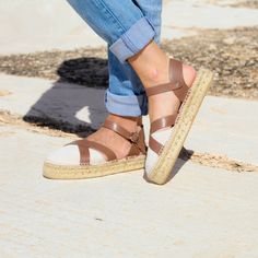 These are a very wearable flat espadrilles, made of soft split leather on the front with crossed cowhide straps. This same leather, with no seams or lining, is very comfortable and mouldable, which is why it is also used in the heel. The sole is 3 cm, made of natural jute braid, and the foot rests on a foam insole lined with leather, which is very pleasant to walk on. Jute sole with rubber layer. SIZING   Follow carrefully the sizing chart, in case of not being sure of the foot size: 1. Measure Summer Suede Slip-on Espadrilles, Everyday Flat Espadrilles With Woven Sole, Spring Leather Espadrilles With Woven Sole, Leather Espadrilles With Woven Sole For Spring, Casual Leather Sole Espadrilles For Beach, Casual Beach Espadrilles With Leather Sole, Everyday Espadrilles With Cushioned Footbed, Natural Espadrilles For Everyday Spring Wear, Suede Flat Heel Espadrilles For Vacation