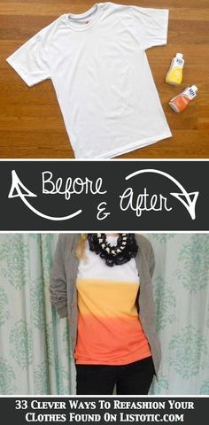 the before and after photo shows how to make an ombree t - shirt