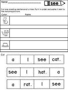 worksheet for reading the letter i with pictures and words to help students learn how to read