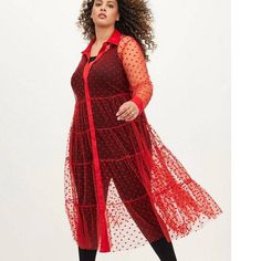 All Sales Are Final, No Returns *New* Torrid Size 1 (1x, 14/16) Only The Kimono Is Included, No Other Items Worn By The Model Are Included. Mesh Woven Fabric. 97% Polyester, 3% Spandex. Collared. Tiered Button Front. Hearts Detail. Cuffed Sleeves. Plus Size Robes, Kimono Yukata, Kimono Wrap, Heart Button, Red Hearts, Lace Inset, Plus Size Blouses, Sheer Blouse, Cuff Sleeves