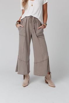 Feeling Good Wide Leg Pant - Taupe | Three Bird Nest Three Bird Nest, Boho Outfit, Padded Bralette, Denim Day, Classic Denim Jacket, Over 50 Womens Fashion, Comfy Pants, Feeling Good, Wide Leg Pant