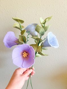 My flowers are a versatile alternative to the real thing. All stems are bendable to allow for many different sized vessels to be used. These Morning glories are sold per stock (stem). They include two-3 blooms, leaves, and a wooden stake. Pros:  ✿ Everlasting and no wilting (or dropped petals or pollen dust) ✿ Allergy free ( no pollen!) ✿ Pet safe (azo free dyes) ✿ Maintenance Free ( no watering or sunlight required) ✿ Can be displayed in any room regardless of light or temperature conditions ✿ Felt Flower Template, Wooden Stake, Dust Allergy, Morning Glory Flowers, Felt Flowers Diy, Morning Glories, Foam Flowers, Felt Flower, Flower Template