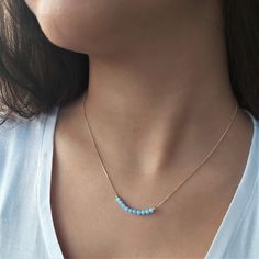 Dainty Opal Necklace, Blue Opal Necklace, Jewelry Opal, Necklace Opal, Hamsa Necklace, Ball Necklace, Everyday Necklace, Bridesmaid Necklace, October Birthstone