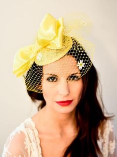 Luxury Yellow Mini Hat For Kentucky Derby, Kentucky Derby Vintage Fascinator Headband, Party Hats With Ribbon And Short Brim, Evening Hats With Ribbon For Royal Ascot, Party Hat With Ribbon And Short Brim, Evening Hat With Ribbon For Royal Ascot, Fitted Evening Hair Accessories For Kentucky Derby, Adjustable Ribbon Headpiece For Wedding, Kentucky Derby Headband For Vintage Events